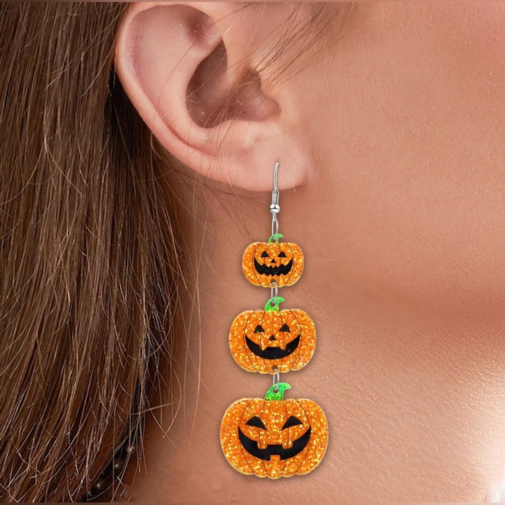 Pumpkin Dangle Earrings - Picture 5 of 7